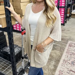 Knit pocketed cardigan in Oatmeal size S/M